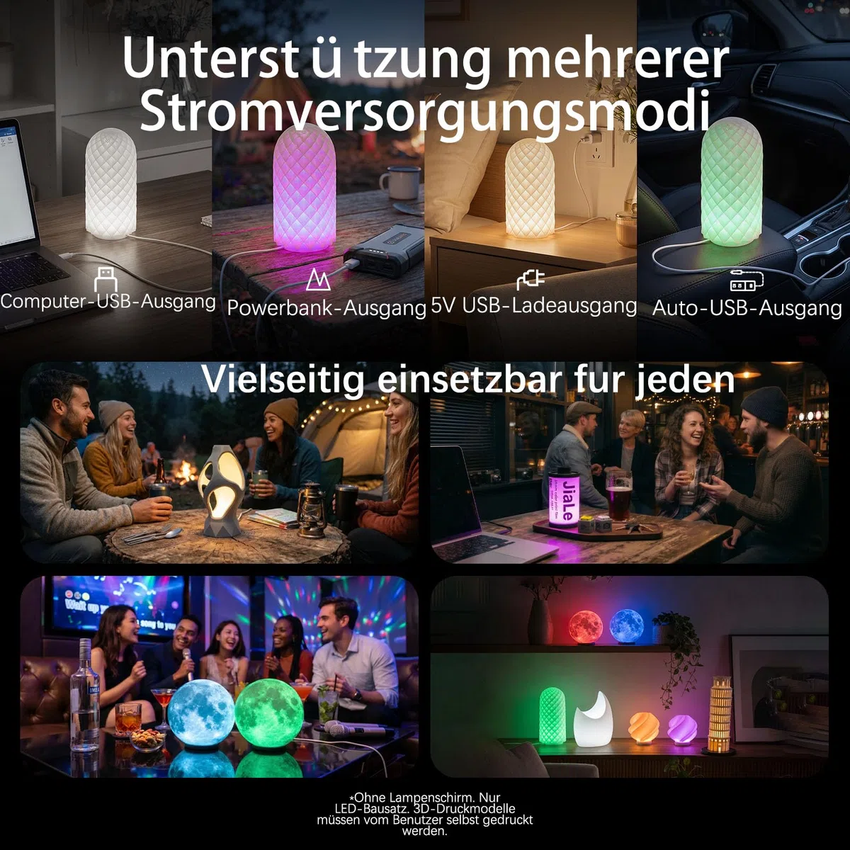 3 Stück RGB LED Lampen-Kits 001 für Bambu Lab A1 mini/P1S/P2S/X1C/X1E/A1, Makerworld 3D-gedruckt, Farbspeicherung bei Stromausfall, Fernbedienung, Dimmfunktion, DIY-Hardware-Modell-Ersatzteile
