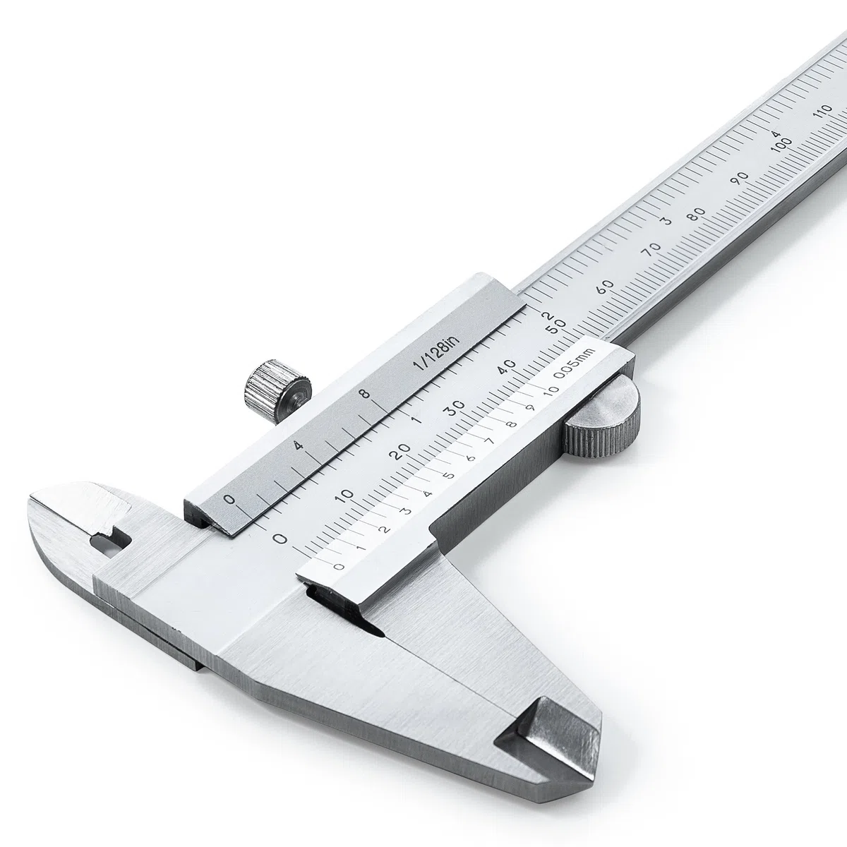 Analog Messschieber Nonius 150 mm aus rostfreiem Edelstahl - hohe Messgenauigkeit (DIN862) - erstklassige Qualität mit Tiefen-, Innen-, und Außenmessung - 0,05 mm Ablesung - inkl. Etui