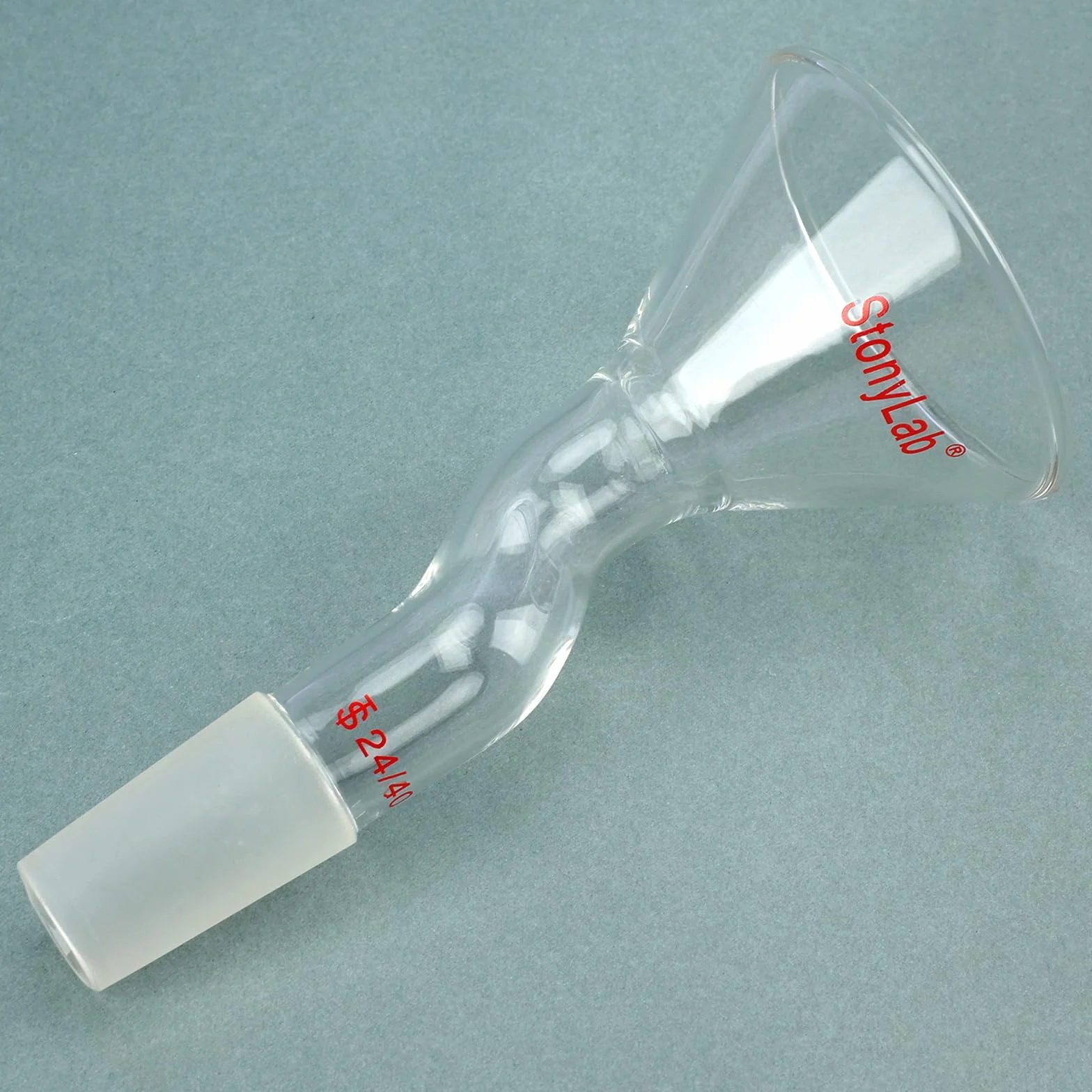 stonylab Pulver-Trichter mit Offset-Design, Borosilikatglas mit 24/40 Standard-Schliff, 75 mm Oberer Durchmesser, Strapazierfähig und Wiederverwendbar für Labor, Forschung und Lehranwendungen