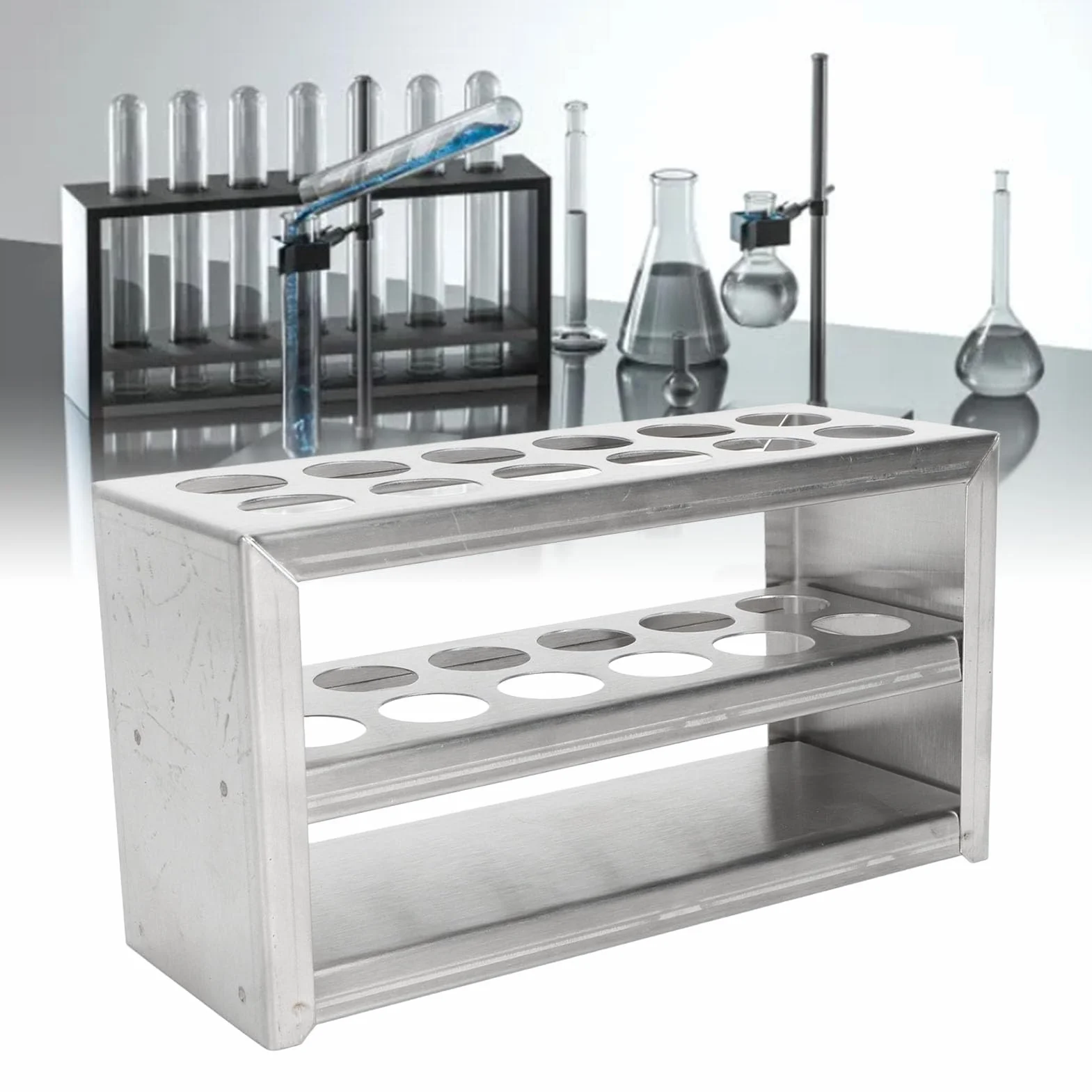 Reagenzglasständer aus Metall, 3 Ebenen, Langlebiger Tset-Röhrchenhalter aus Edelstahl für Wissenschaftliche Laborexperimente