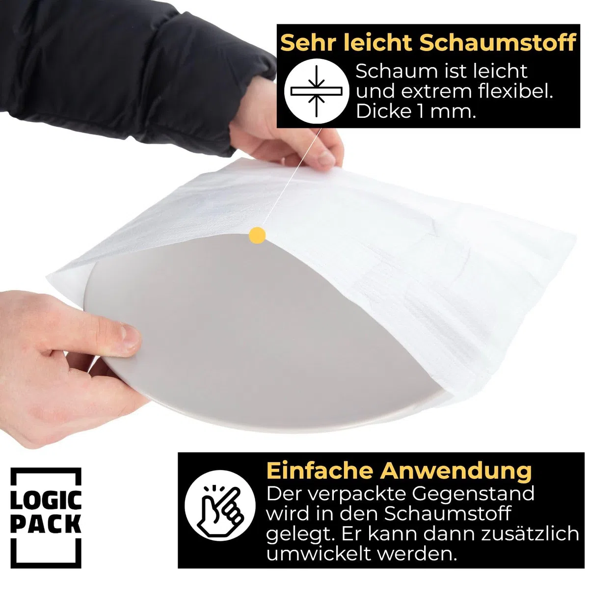 Verpackungsmaterial 100 Stk. Schaumfolie für Umzug Lagerung von Geschirr und Glas, leicht und halbtransparent Packpapier Umzugsmaterial 300 mm x 300 mm x 1 mm (Schaumstoffbeutel)