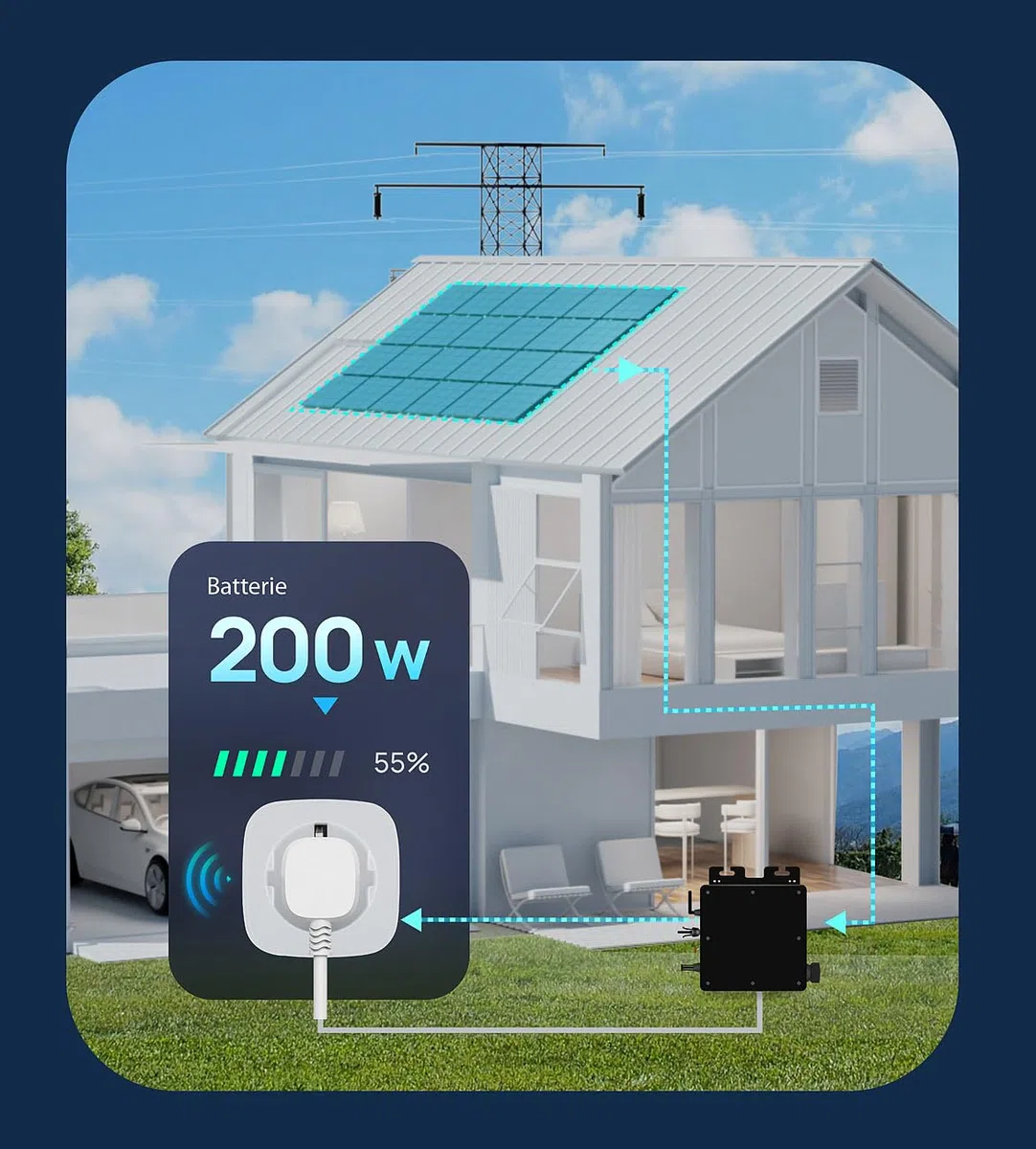 Luminea Home Control Energiemesser: 2in1-WLAN-Steckdose mit bidirektionaler Strom-Messung, 16 A, App (Stromzähler für Balkonkraftwerk, WLAN Steckdose Solar, Stecker)