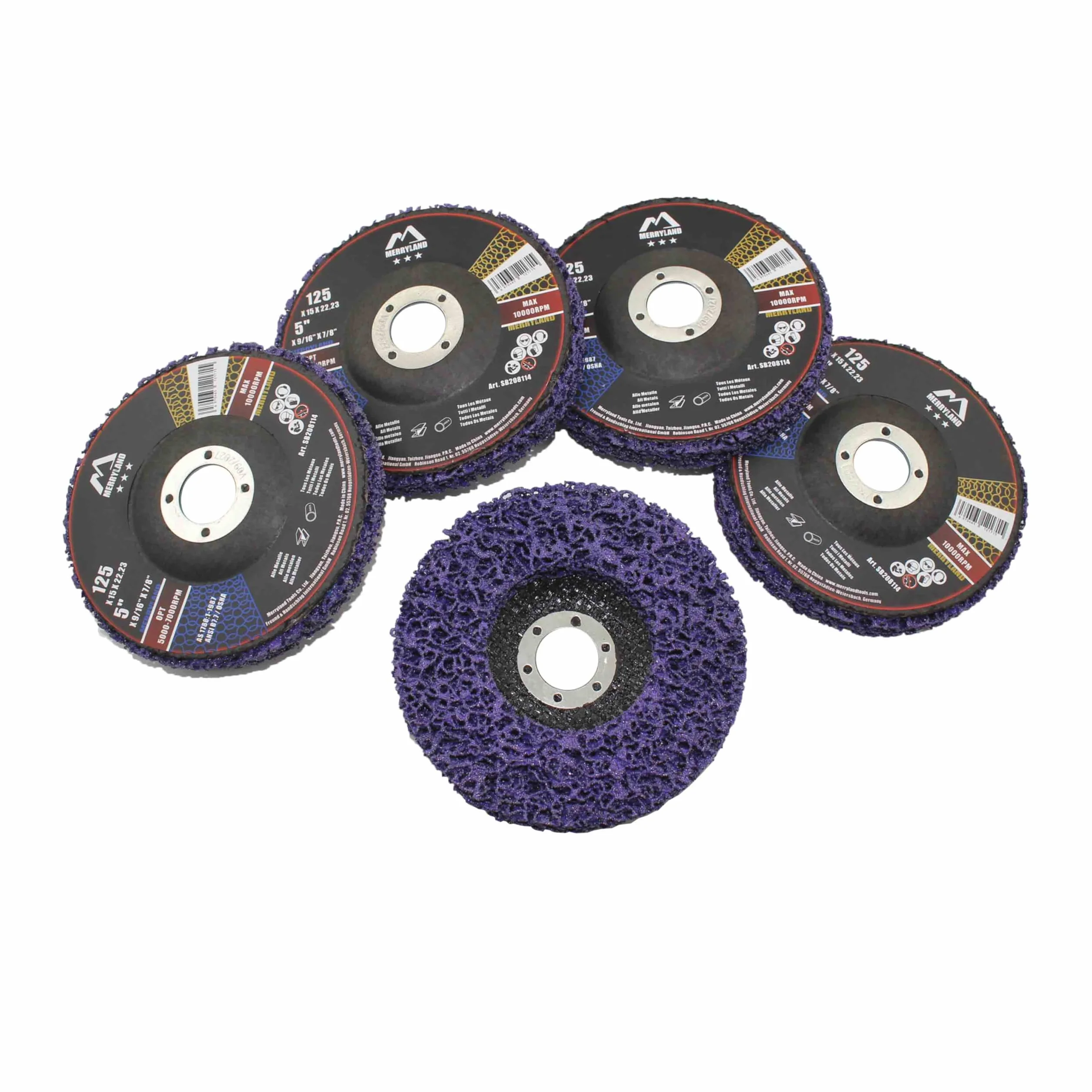 Merryland CSD Scheibe 125 Farbe Rost für Winkelschleifer, 125mm Lila Reinigungsscheibe Entroster Scheibe Metall Edelstahl Stahl Grobreinigungsscheibe Grobschleifscheibe 5 Stück, Bravo-Line SB208114-05