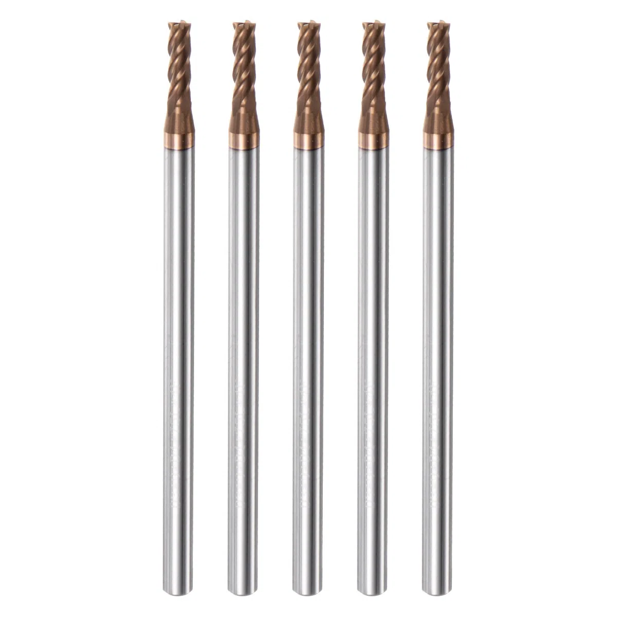 QUARKZMAN 5 Stück Karbid Vierkantfräser 3mm (1/8") Durchmesser 4mm (5/32") Schaft 75mm (3") Extra Lang HRC55 Mikrokorn Wolframkarbid 4 Schneiden Frässtift Fräser für Aluminium Kupfer Metall.