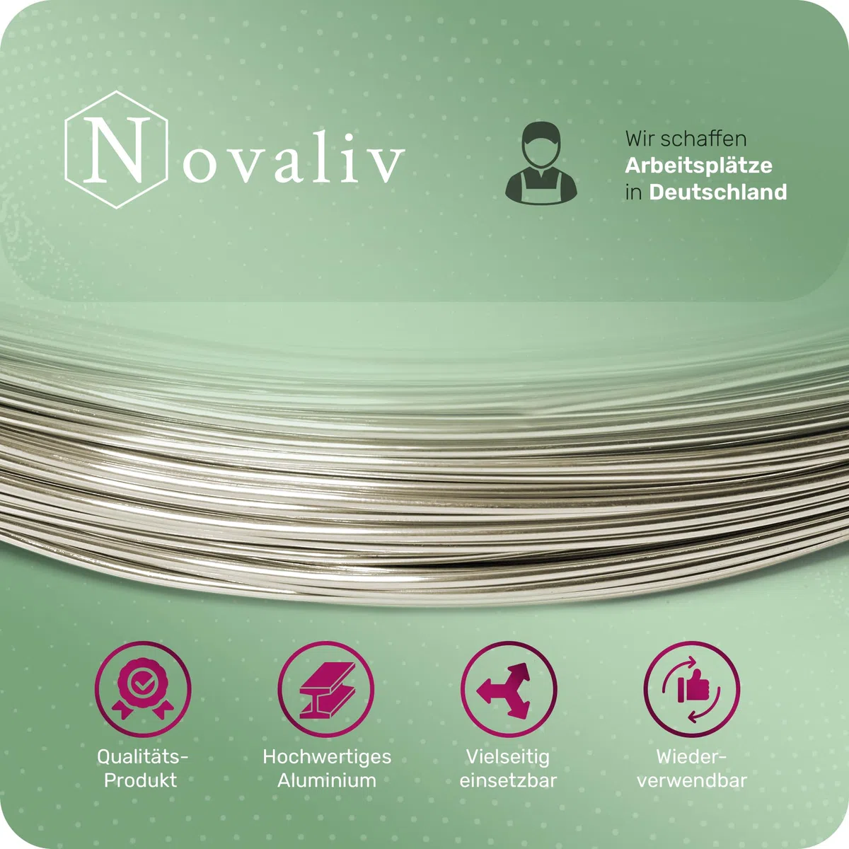 Novaliv 60 Meter Aluminiumdraht 2mm Champagner, Basteldraht ideal als Biegedraht zum basteln, Vielseitig für DIY-Projekte und Dekorationen, 60m Rolle Dekodraht, Blumendraht, kein Schmuckdraht