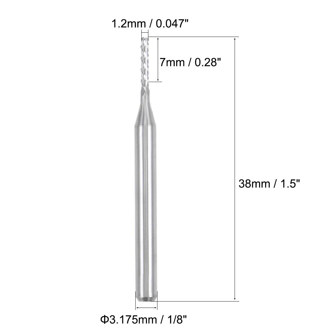 sourcing map 10 Stücke 1,2mm Hartmetall Schaftfräser Gravur Fräser für Leiterplattenmaschine, 1/8 "Schaft
