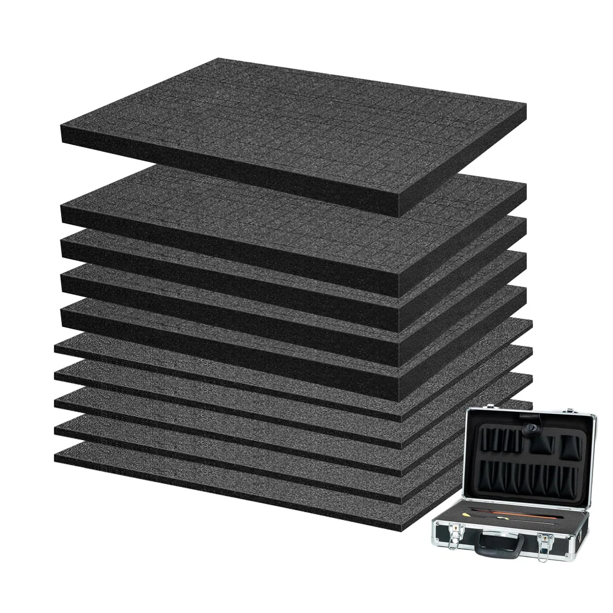10 Stück Schaumstoff Zuschnitt 400 x 300 mm Vielseitige Schaumstoffeinlage für Werkzeug- und Kamerakoffer,Werkzeugeinlage zum selbst zuschneiden Höhe 25mm&10mm