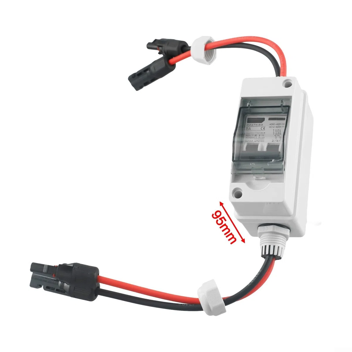 PV-Trennschalter, 30 A, DC/AC, IP65, wasserdicht, Trennschutzschalter für Solarzellen, Photovoltaikanlagen, Wohnmobil, Elektrofahrzeuge und USV-Batterieschutz, IEC60898 Standard 2-polig (6 A)