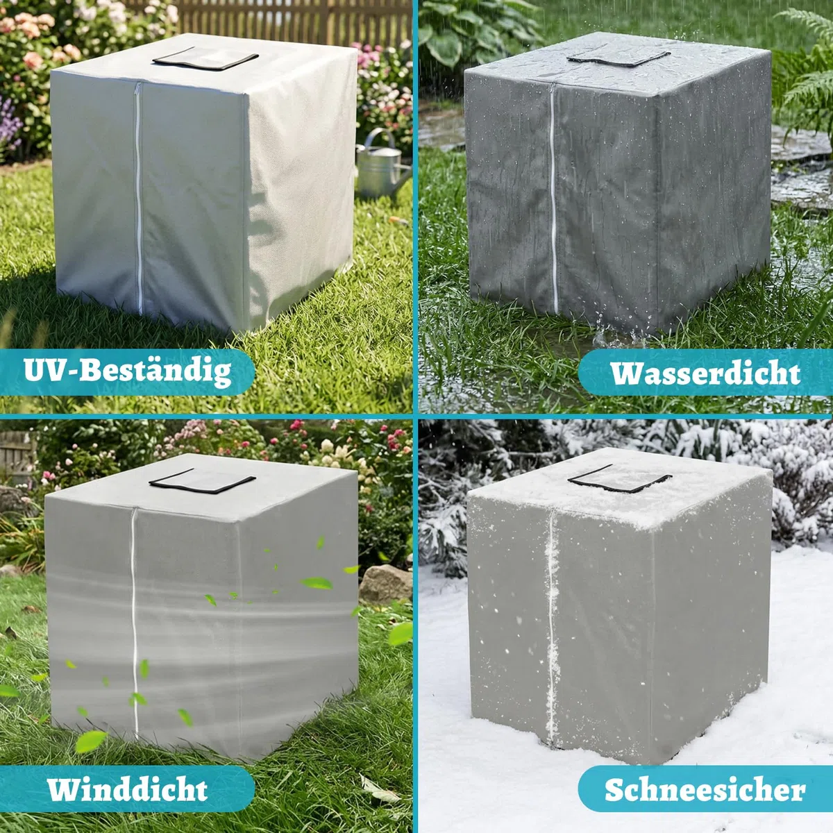 IBC Tank Abdeckung, IBC Container Abdeckung, Abdeckplane für Wassertank 1000L, 420D Container Abdeckplane Wasserdicht Winddicht UV-Beständiges für Tank Behälter Regentonne
