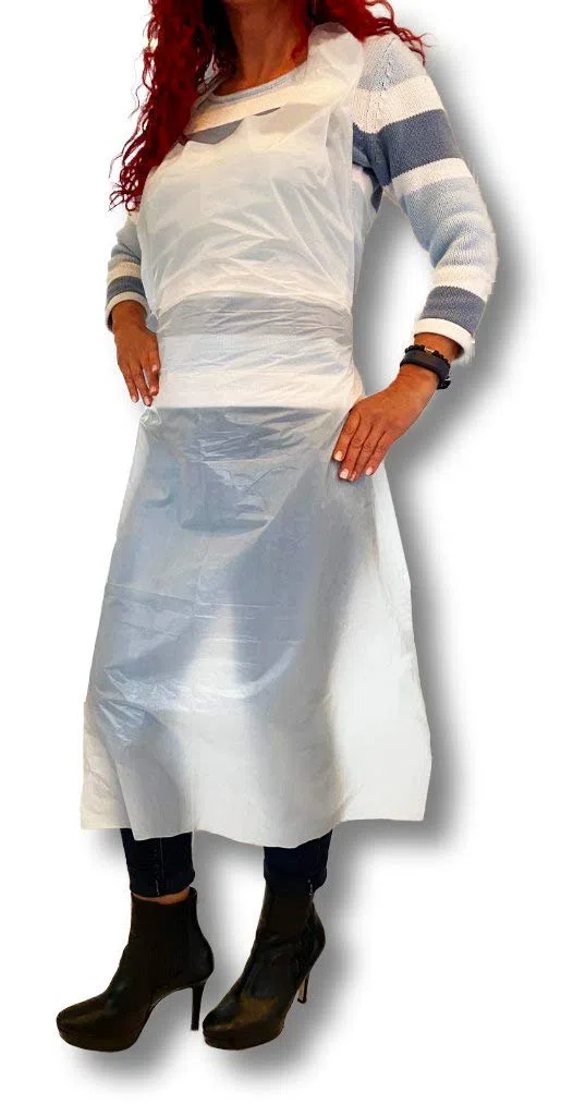 100 Stk wasserdichte Einwegschürzen 75x120 cm Folienschürzen Folienhemdchen Schutzkittel Einwegkittel Einmalschürze Folienponcho Poncho Folienoverall Schutzoverall Frisörschürze universelle Größe weiß