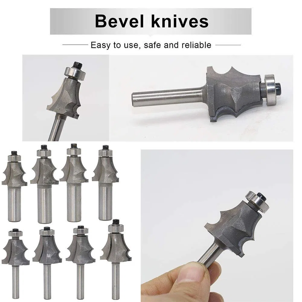 Trend-Fräser, Fräser for Formen von Fasenkanten, Fräser, Eckfräser, 1/2-Zoll-Schaft-Fräser for Schräg- und Wulstverkleidungen, Holzbearbeitungswerkzeuge mit Hartmetallspitze und Lager am oberen Ende(3