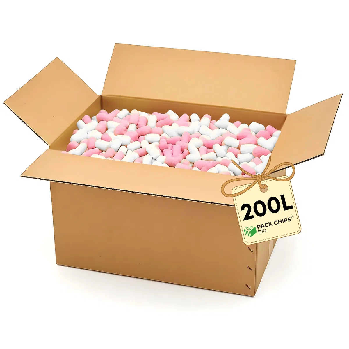 Verpackungschips Füllmaterial 200 L - Antistatische Polsterchips - Füllmaterial für Pakete - Verpackungsmaterial BIO - 100% Natürlich Abbaubar aus Stärke