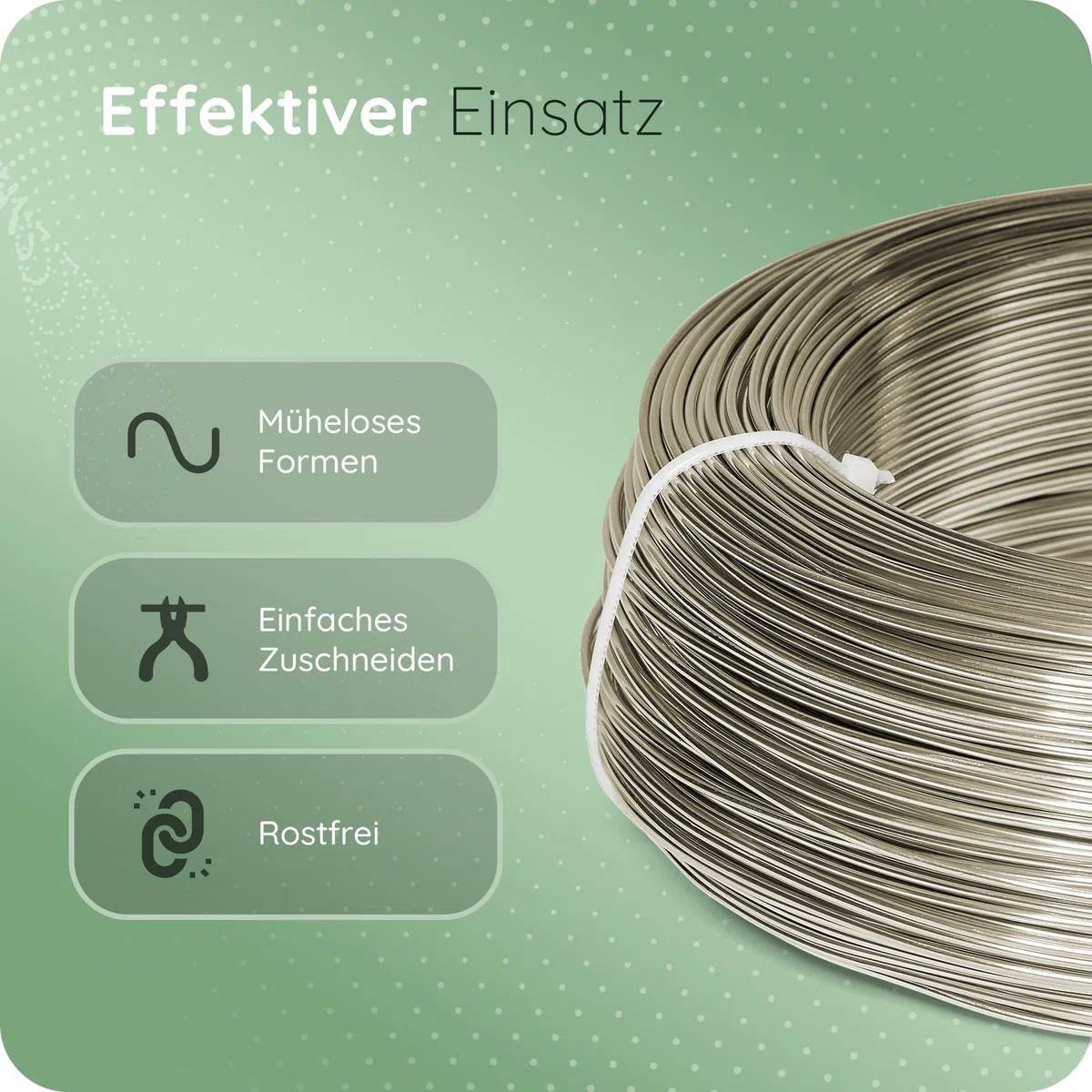 Novaliv 60 Meter Aluminiumdraht 2mm Champagner, Basteldraht ideal als Biegedraht zum basteln, Vielseitig für DIY-Projekte und Dekorationen, 60m Rolle Dekodraht, Blumendraht, kein Schmuckdraht