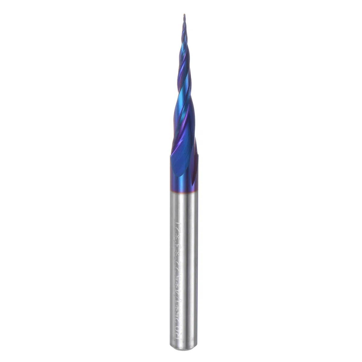 QUARKZMAN Kegelförmiger Kugelnasenfräser CNC-Fräser-Bit, 0,25 mm Radius 1/4" Schaft Vollhartmetall beschichtetes Aufwärts-Spiral-2-Schneiden-Fräswerkzeug, 0,5 mm Durchmesser 3" Gesamtlänge