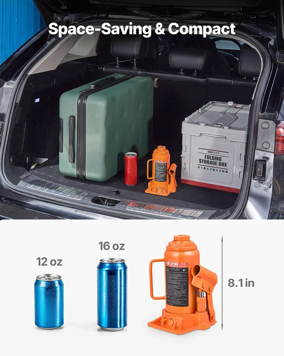 VEVOR hydraulischer Wagenheber Flaschenwagenheber 12 t 205–400 mm Hubbereich, Hochleistungs-Stempelwagenheber für Auto SUV Pickup Autoreparatur Hauslift landwirtschaftliche Geräte, Orange
