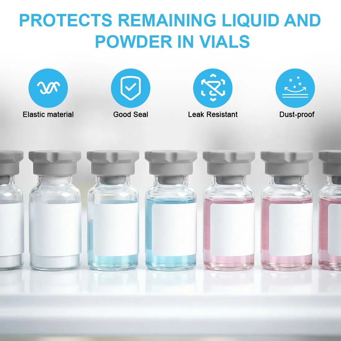 16 Stück 3ml Glasfläschchen Schutzkappen 3 Farben Silikon Fläschchenverschlüsse Peptid Aufbewahrung Auslaufsicher Staubdicht Wiederverwendbar
