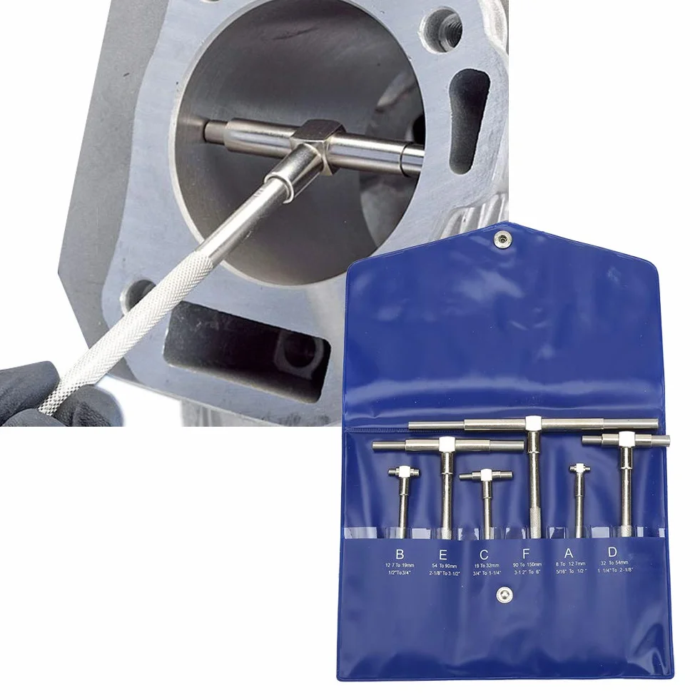 Fyearfly Teleskoplehren-Set, 6-teiliges Set Teleskoplehre 8-150 mm Einstellbarer Innendurchmesser Mikrometer-Messwerkzeuge Hochpräzise Teleskop-Bohrungslehre