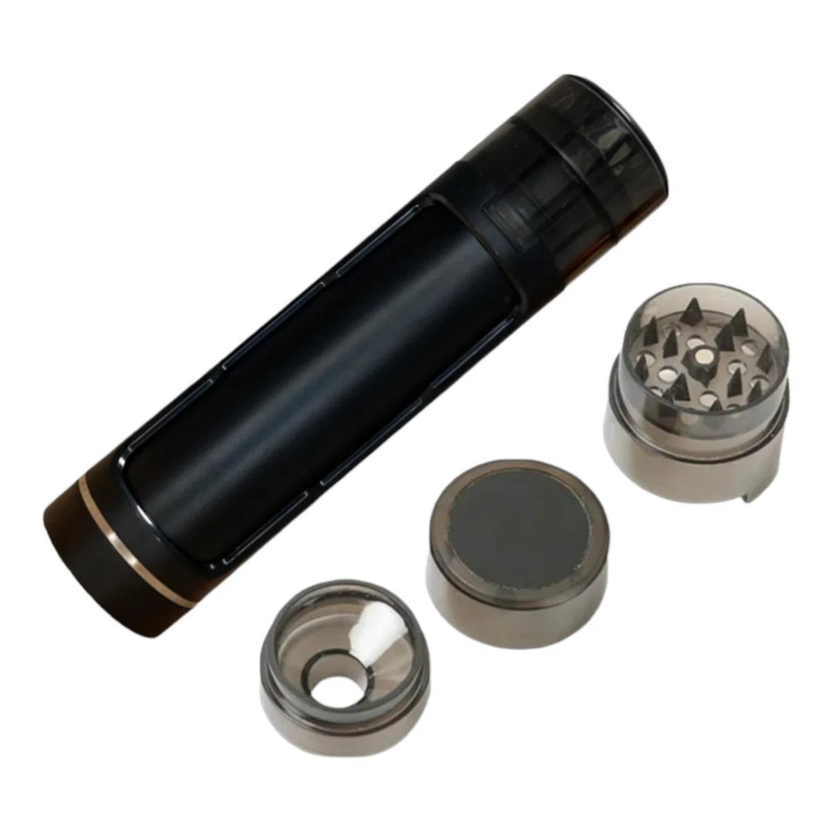 My Line Grinder mit geruchsneutraler Joint Aufbewahrung - Crusher für Kräuter,Tabak,Gewürz - Kräutermühle mit Joint Befüllung - Joint Zubehör- inklusive Reinigungsset (Schwarz)