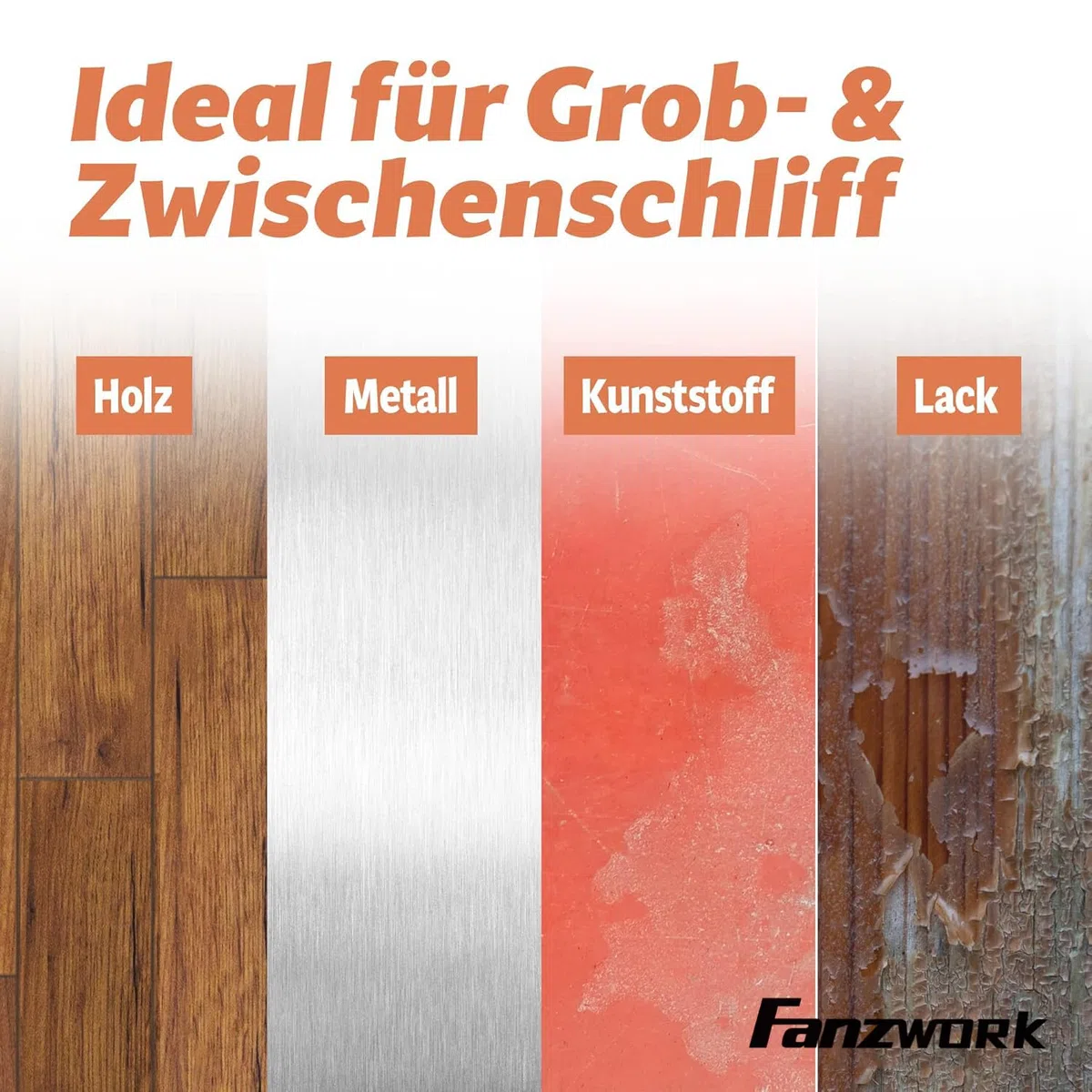FANZWORK 30 Stück 150 mm Netz-Schleifgitter Klett für Exzenterschleifer, Korn P120 – Schleifgitter Set für Holz, Metall, Kunststoff & Lack