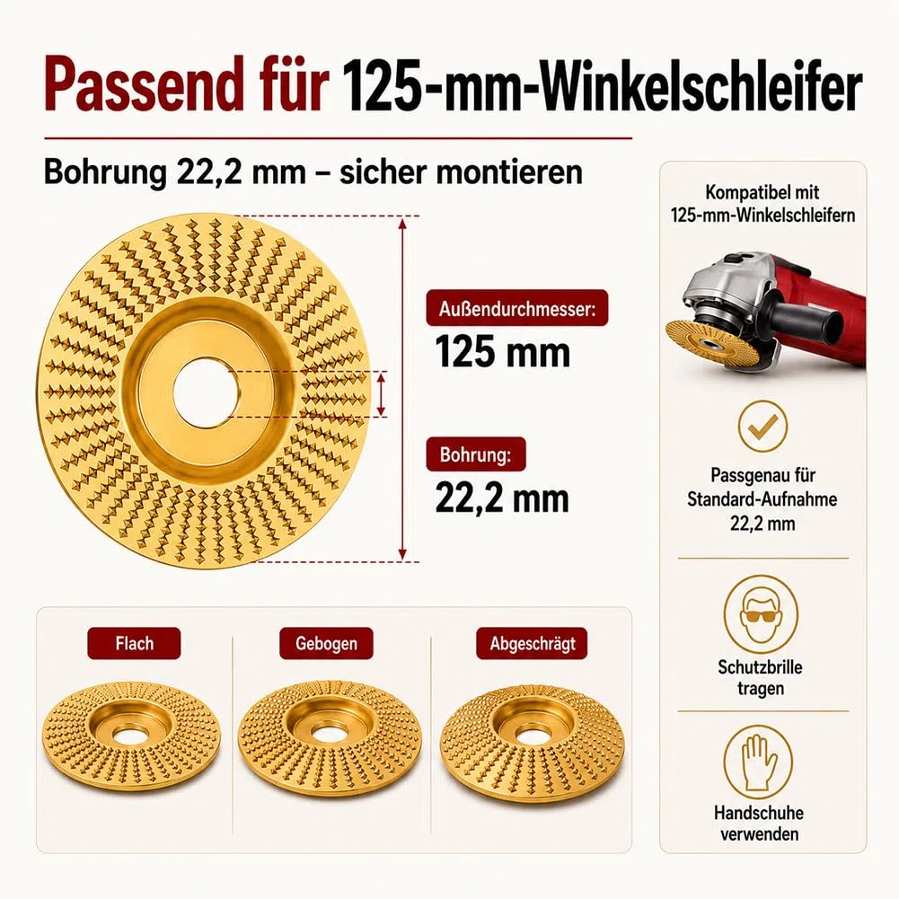 Wolframkarbid-Rad Holz 100 mm, Holzschleifscheibe FüR Winkelschleifer, Holzschnitzscheibe Langlebige für Holzbearbeitungswerkzeuge Professionelle Handwerkskunst (gekrümmter Typ)