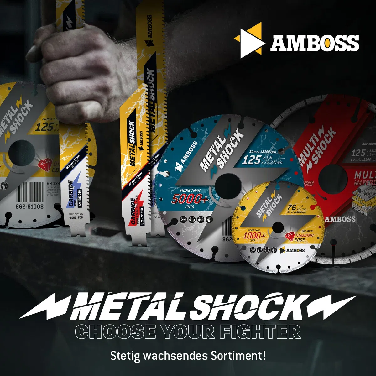 Amboss MultiShock - Diamant-Trennscheibe Ø 115 mm x 22,2 mm - Universal/Allround | Segmenthöhe: 10 mm (galvanisiert)