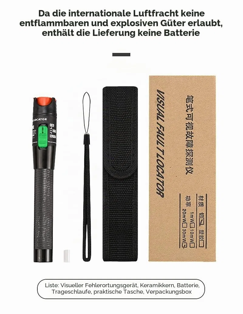 30mW Visuelle Fehlersuche Optisches Kabel Test Pen Tester SC/FC/ST 2,5mm Schnittstelle VFL 30km Reichweite für CATV Telekommunikation Multifunktionstester, Glasfaserkabel Tester (Grün)