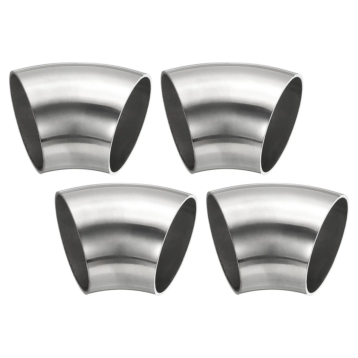 PATIKIL 4 Stück Edelstahl Rohrbogen 45 Grad Bogen, 48mm ID Stahl Auspuffbogen Auspuffrohrverbinder Edelstahlbogen 304 Edelstahl Rohr für Auspuffrohr Treppengeländer Auto HVAC