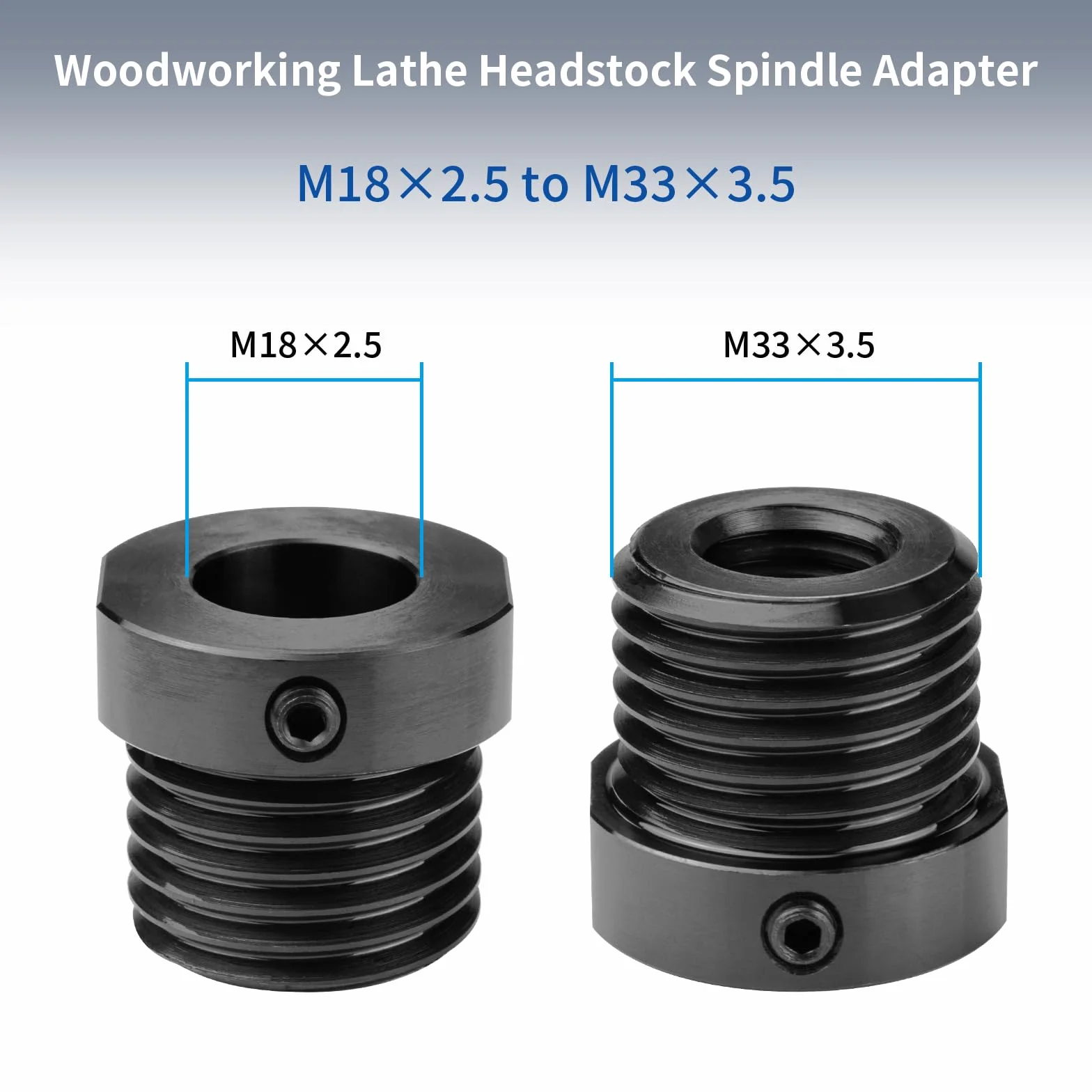 Spindeladapter für Holzbearbeitung, konvertiert M18 x 2,5 mm auf M33 x 3,5 mm Gewindebohrfutter-Einsatzadapter