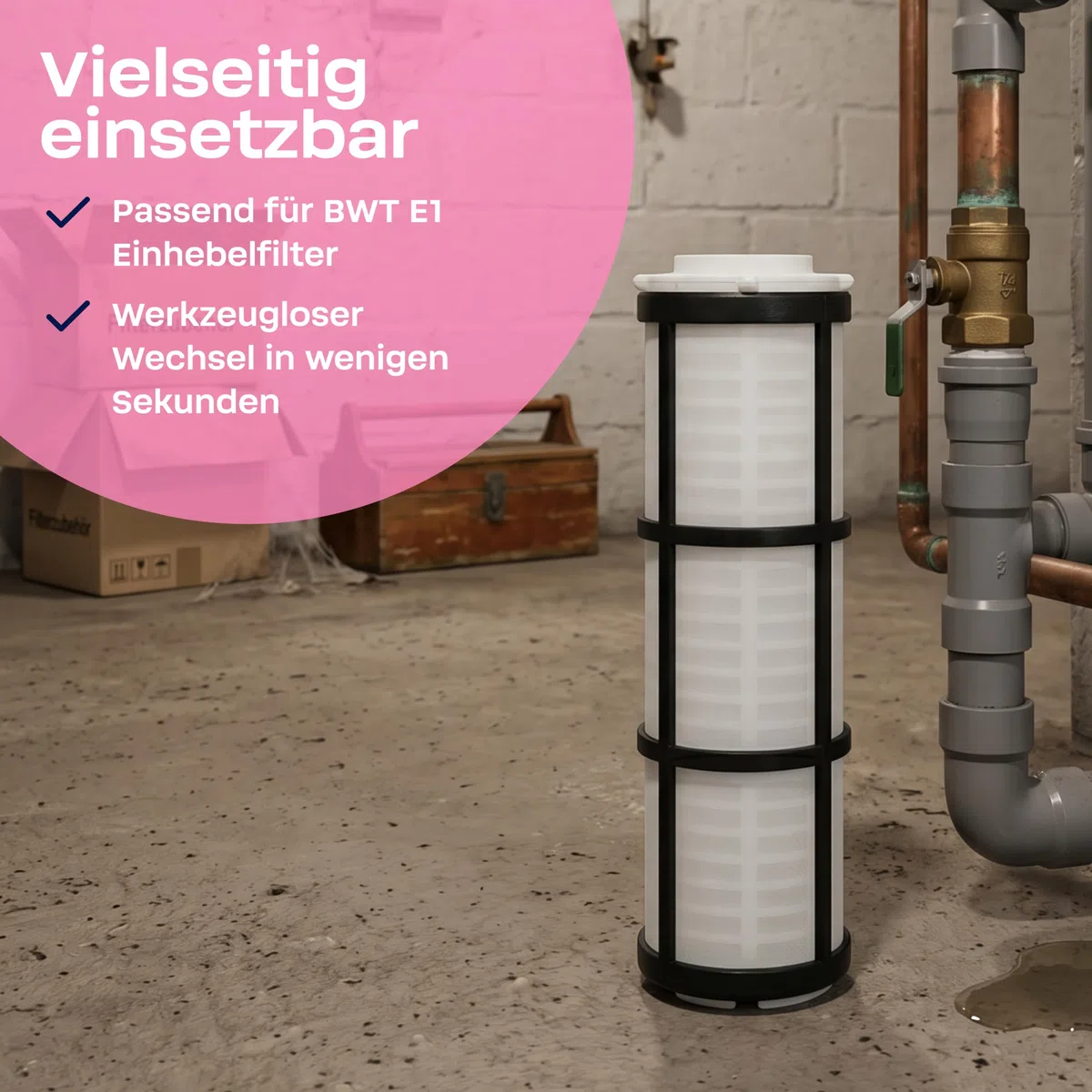 BWT Original Filterelement 810386 für E1 Einhebelfilter, 2er Pack | 1 Jahr Betriebsdauer