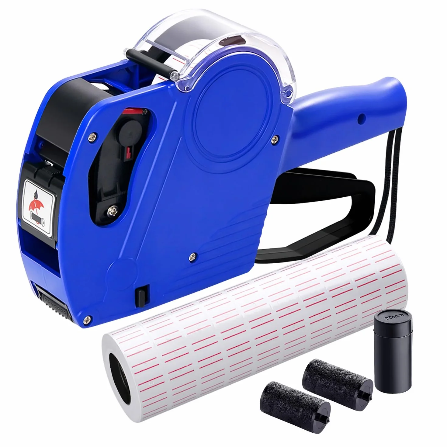 KPX MX5500 Etikettierpistole mit 5150 Aufkleber-Etiketten und extra Tinte, 8-stellige Etiketten-Marker für Geschäft, Lebensmittelgeschäft (blau)