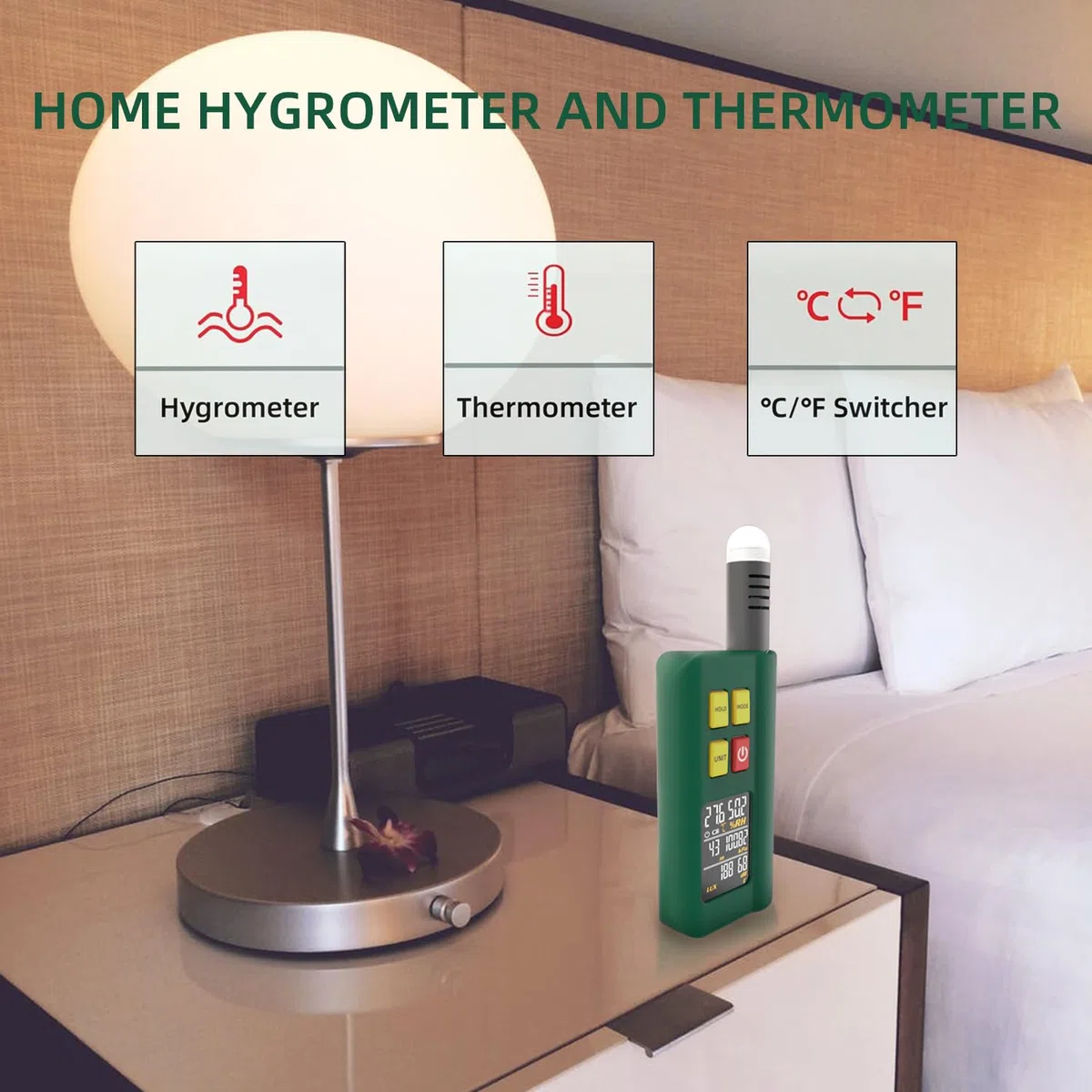 BSIDE GX1 Tragbares Umweltmessgerät Wiederaufladbar 6-in-1 mit Digital Lichtmesser Decibelmesser Barometer Höhenmesser Temperatur und Luftfeuchtigkeitsmesser Farbdisplay Daten Halten Smart Testen