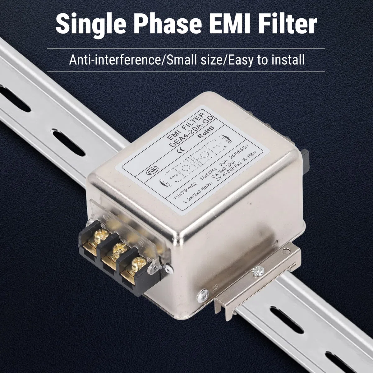 Netzfilter, DEA4-20A-GD EMI Filter Leistungsfilter, 115V 250V 20A 50/60Hz Einphasenfilter, Klemmenblock Verbindung