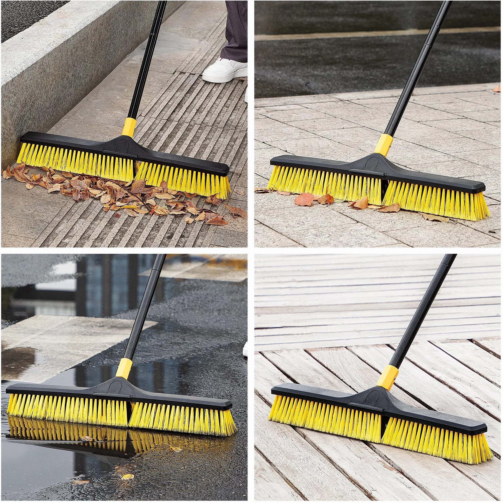 Yocada 61 cm großer Besen für den Außenbereich, robuste Bürste für den Außenbereich, steife Borsten für die Reinigung von Terrasse, Garage, Deck, Beton, Holz, Stein, Fliesen, Boden, 165,9 cm lang