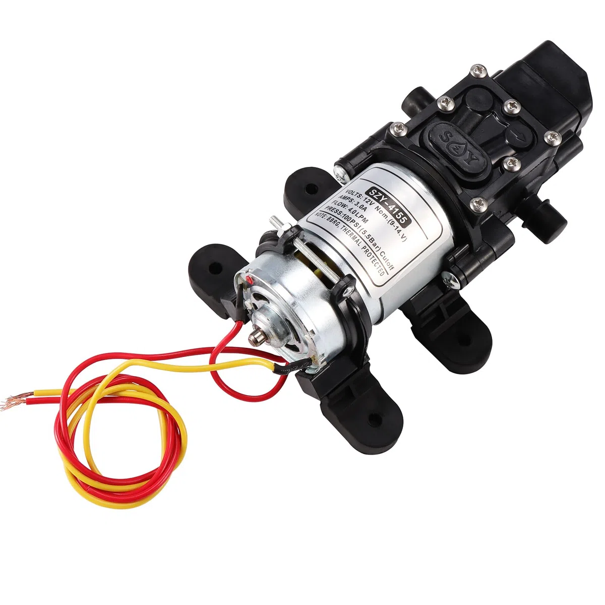 HSEAMALL DC 12 V Membranpumpe,Hochdruck-Membranwasserpumpe,selbstansaugende elektrische Sprühpumpe mit Druckschalter 100 PSI 4 l/min für Wohnmobil,Wohnwagen,Reinigung,Waschen und Gartenbewässerung