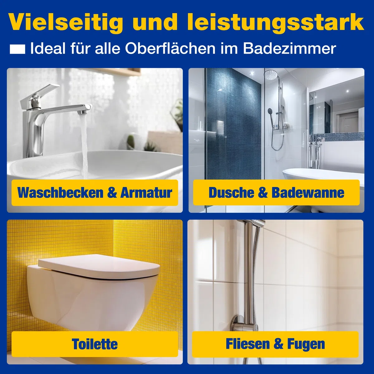 bio-chem Badreiniger Sanitärreiniger 750ml mit Fugenbürste | Kalkentferner Spray für Dusche, WC, Fliesen & Waschbecken | Bürste für Fugen und Rillen