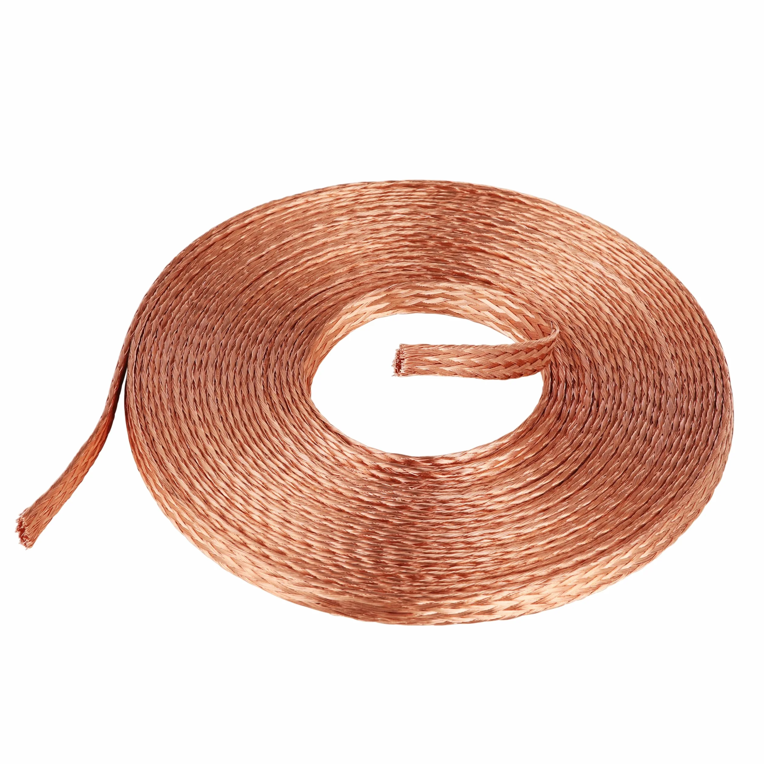 Flaches Kupfergeflecht Kabel, KWOKWEI 6M/20Ft blanker Kupfergeflechtdraht 11mm Flaches Geflochtenes Erdungskabel 6mm² für Erdung, Verbindung und elektrische Anschlüsse