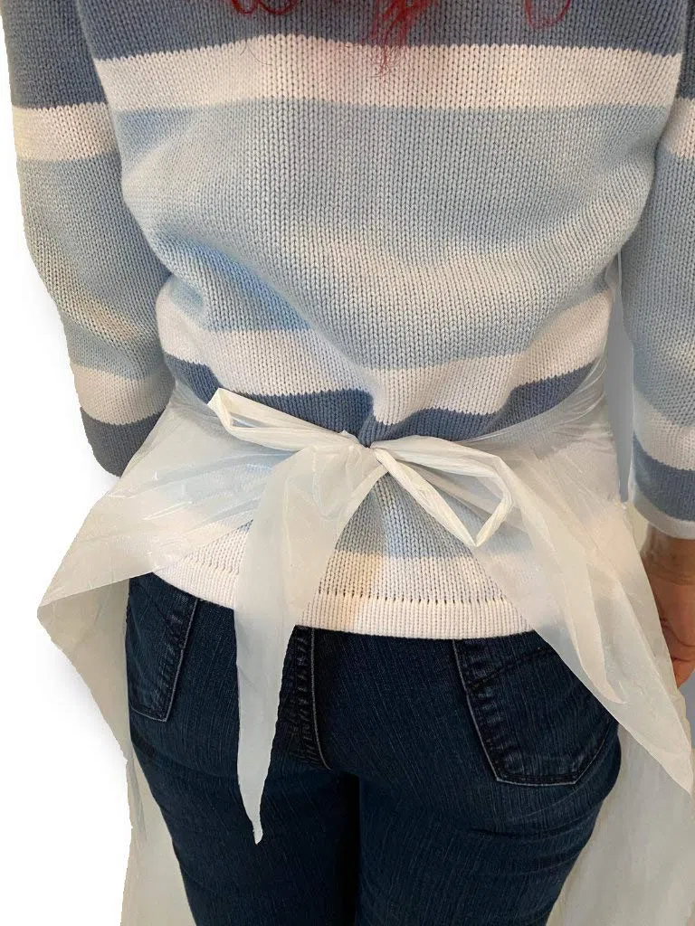 100 Stk wasserdichte Einwegschürzen 75x120 cm Folienschürzen Folienhemdchen Schutzkittel Einwegkittel Einmalschürze Folienponcho Poncho Folienoverall Schutzoverall Frisörschürze universelle Größe weiß
