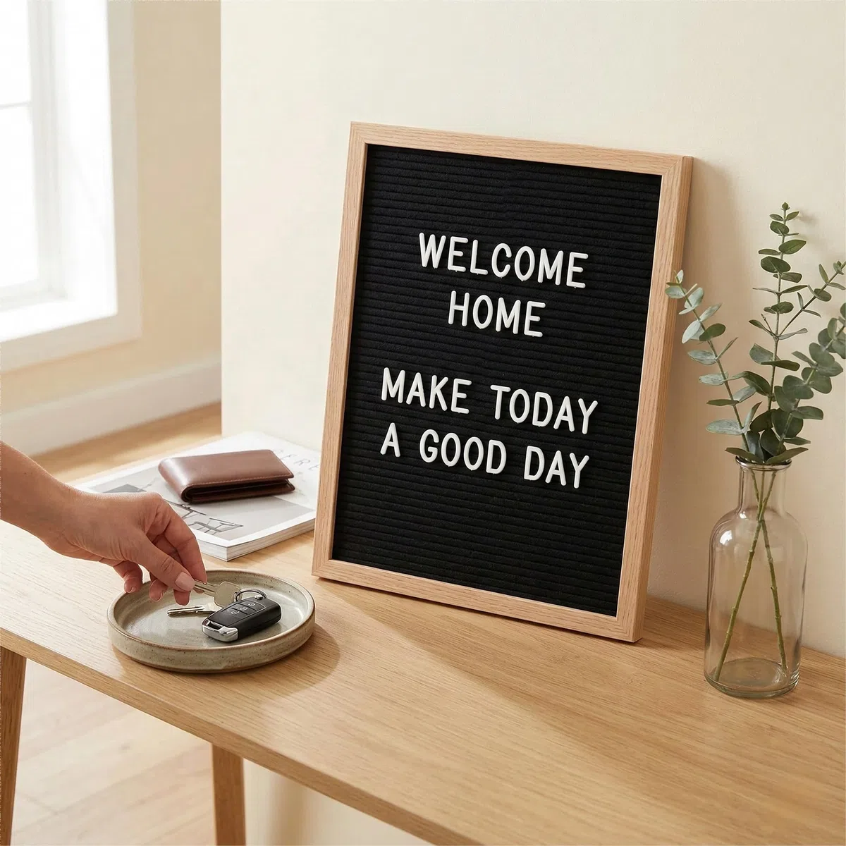 C CRYSTAL LEMON Filz-Buchstabentafel 30 x 40 cm (12 x 16 Zoll) schwarzes Letterboard mit Holzständer und Wandaufhängung 776 Steckbuchstaben 1,9 und 2,5 cm für Zuhause Büro und Schule