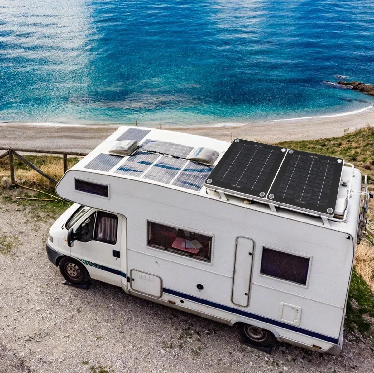 12V 10W Solar Ladegerät: Tragbares Solarpanel mit Batterieklemmen & Zigarettenanzünder Stecker, Solarmodul Erhaltungsladung, für Auto, Motorrad, Boot, Wohnmobil, LKW