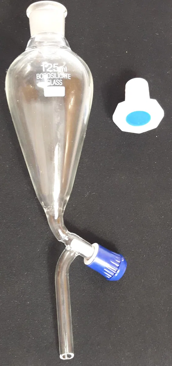 Scheidetrichter NS19, 125 ml, PTFE-Ventil inkl. PE-Stopfen