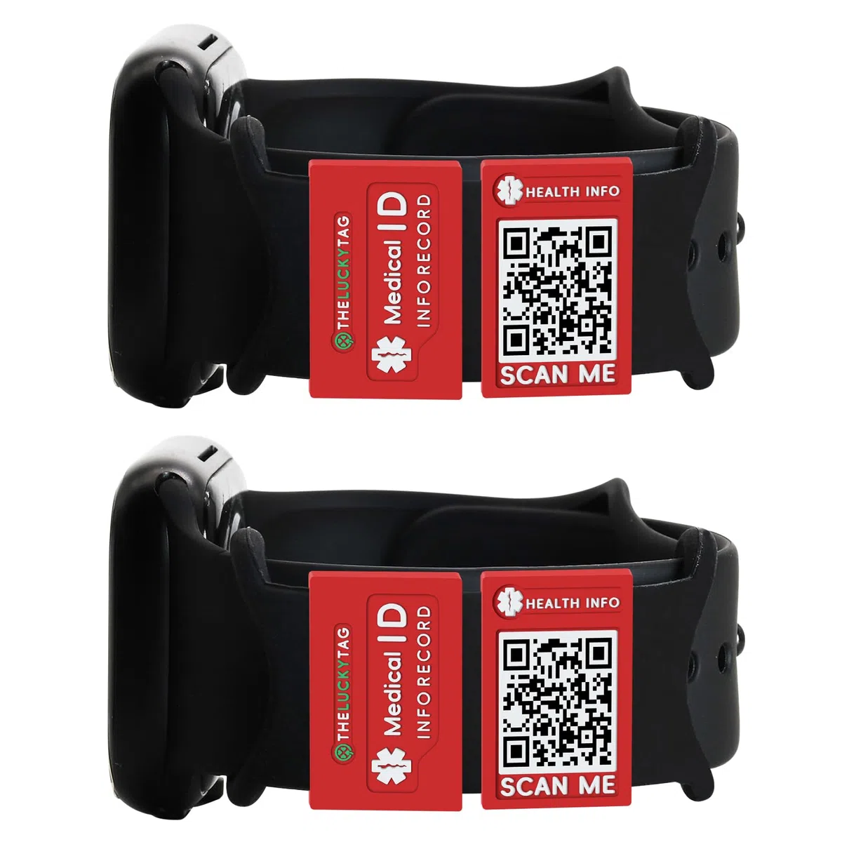 Verbessertes medizinisches Armband für Männer und Frauen mit QR-Code, medizinische Notfall-ID-Armbänder – Titan-Stahl-Armband passt Handgelenken von 20,3 - 25,4 cm – mehr Platz,