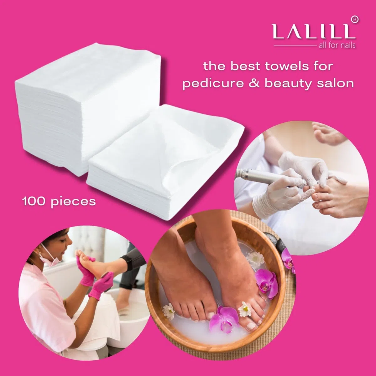 LALILL Einweghandtücher für Pediküre 100 Stück - Handtücher Set Weiß aus Zellulose für Pediküre-Behandlungen 50 x 40 cm