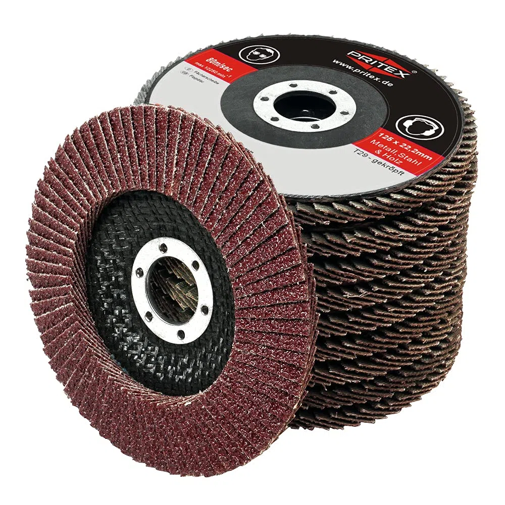 Fächerscheiben | 125 mm gekröpft | 20 Stück | Korn 40 | Lamellenscheiben für Holz Metall Lack | Schleifscheiben